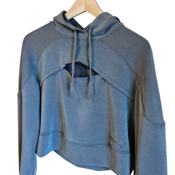 Lululemon Get Centred Crop Hoodie Sweatshirt Grey Sage Women's 4 - Picture 2 of 8